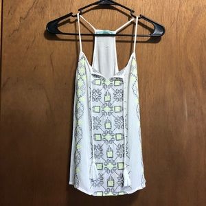 Maurices White Racerback Embroidered Tank Like New